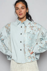 POL Floral Long Sleeve Shirt with Lace Panel Details OutfitFlow